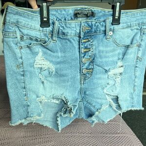 Torrid Light Blue Distressed Jean Shorts